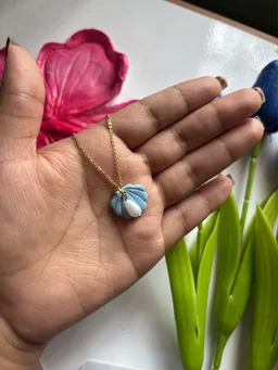 Pastel Blue Seashell Pendant Necklace