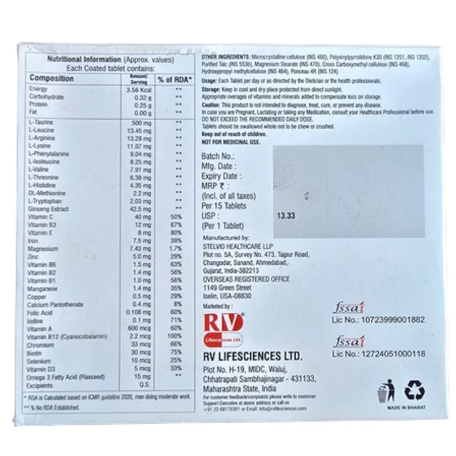 RV Lifesciences Limited Celin Gold Tablets (15tab) Advanced Daily Supplement - 15 Tablets