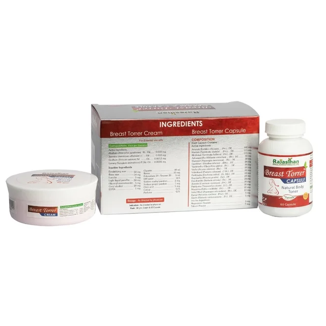 Rajasthan Aushadhalaya Pvt Ltd Rajasthan Aushadhalaya Breast torrer cream and capsule - 60 Capsule & 75 ml Cream