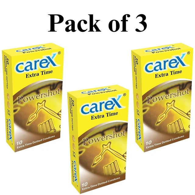 Coral Healthcare Carex Extra Time PowerShot Dotted Condoms (30pcs) - 30 Condoms