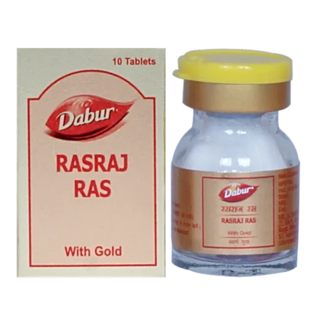 Dabur Rasraj Ras with Gold (10 Tabs) - Nerve & Vata Care | Ayush Pharmacy