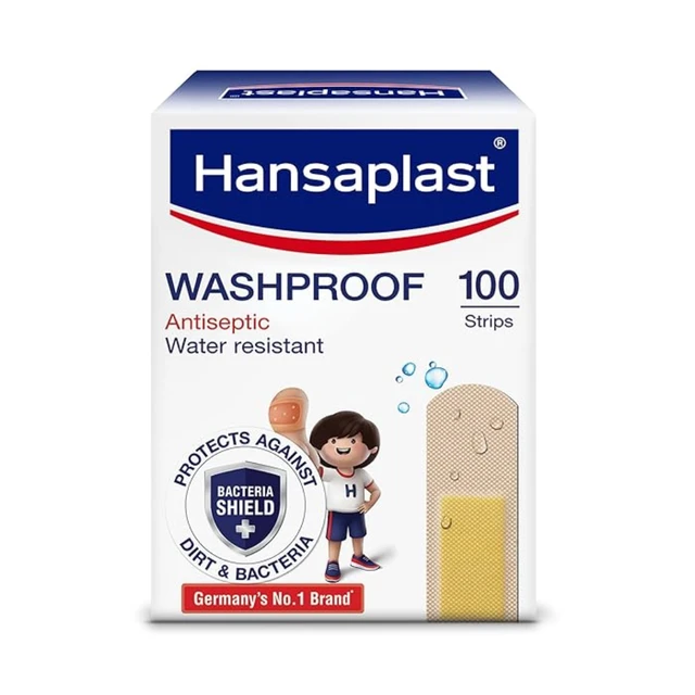 Hansaplast Hansaplast Antiseptic Regular Bandage for Cuts & Wounds | 100 strips | Breathable fabric | First Aid | Protects Against Dirt and Bacteria | For Kids & Adults