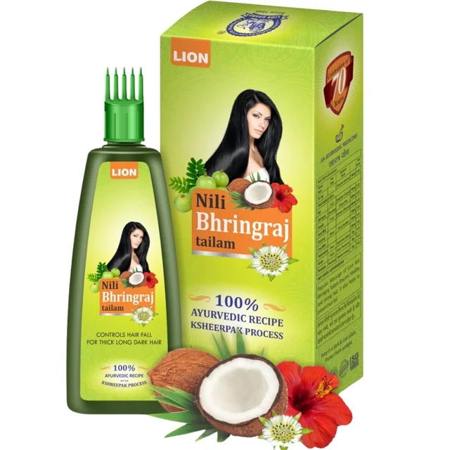 LION BRAND (Shree Narnarayan Ayurvedic Pharmacy) Lion Nili Bhringraj Taila (200ml)