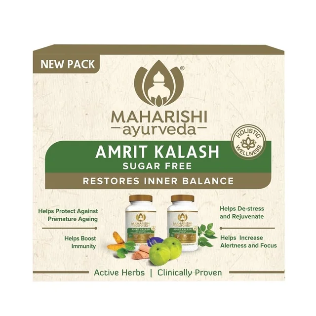Maharishi Ayurveda Products Pvt Ltd Maharishi Ayurveda Amrit Kalash Sugar Free Tablet Combo Pack | Helps Immunity, Daily Wellness Stress & Anxiety