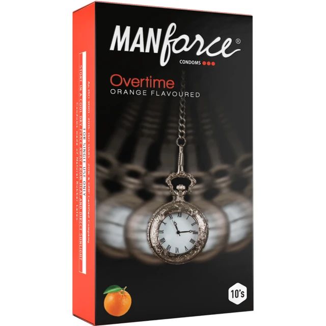 Mankind Pharma Overtime Orange Flavour Condoms (10pcs)