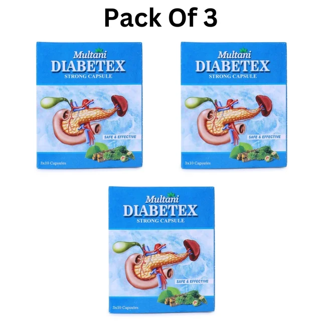 Multani Diabetex Strong Capsules (30caps, Pack of 3) - 90 Capsules