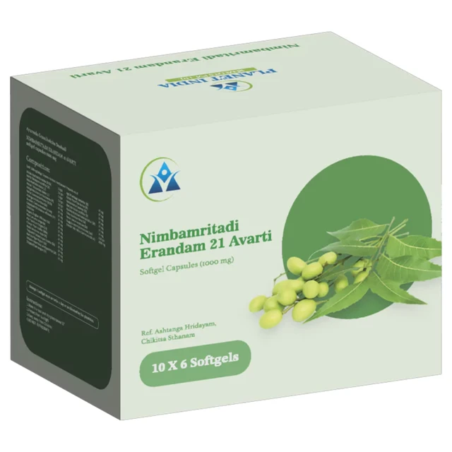 Planet India Remedies Pvt. Ltd. Planet India Nimbamritadierandam 21 Avarti Softgel Capsules – 1000mg (60 Caps)