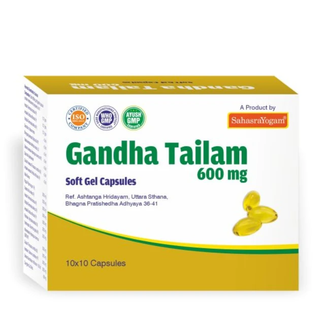 Sahasrayogam Sahasrayogam Gandha Tailam 600 mg (100caps)