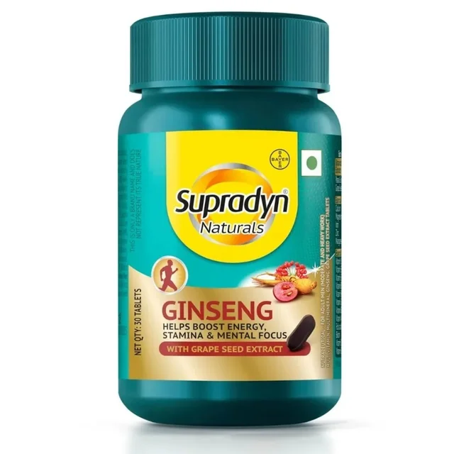 Bayer Pharmaceuticals Pvt Ltd Supradyn Naturals Ginseng Tablet with Grape Seed Extract (10teb) - 30 Tablets
