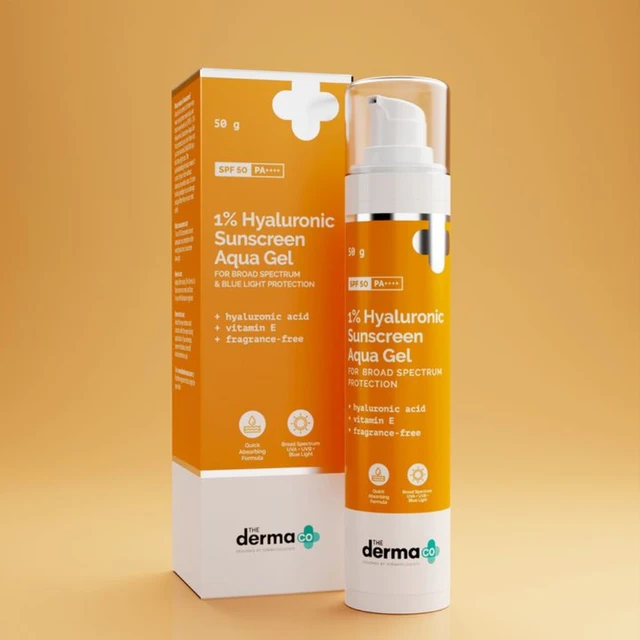 The Derma Co 1% Hyaluronic Sunscreen Aqua Gel with Vitamin E | Fragrance-Free
