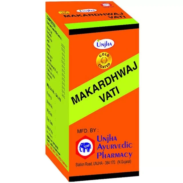 Unjha Ayurvedic Pharmacy Unjha Makardhwaj Vati (Gold Coated) (30tab)