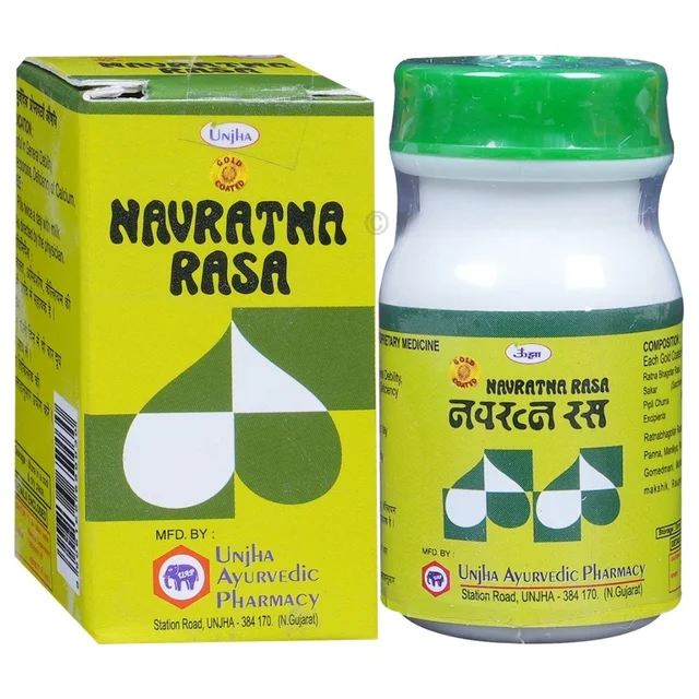 Unjha Ayurvedic Pharmacy Unjha Navratna Ras (Gold Coated) (20tab) - 20 Tablets