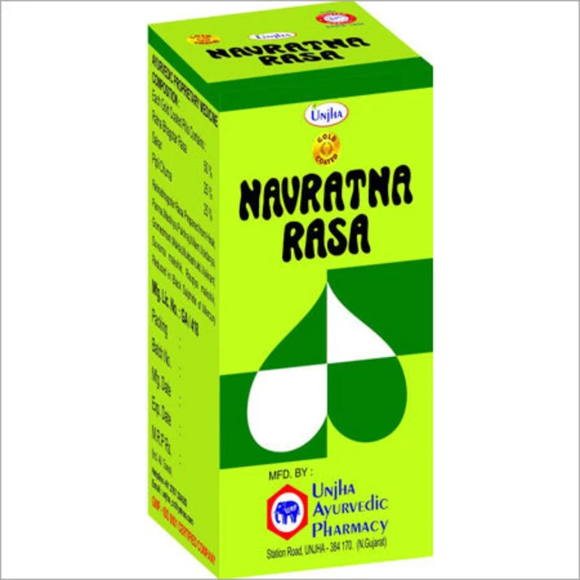 Unjha Ayurvedic Pharmacy Unjha Navratna Ras (Gold Coated) (20tab) - 20 Tablets