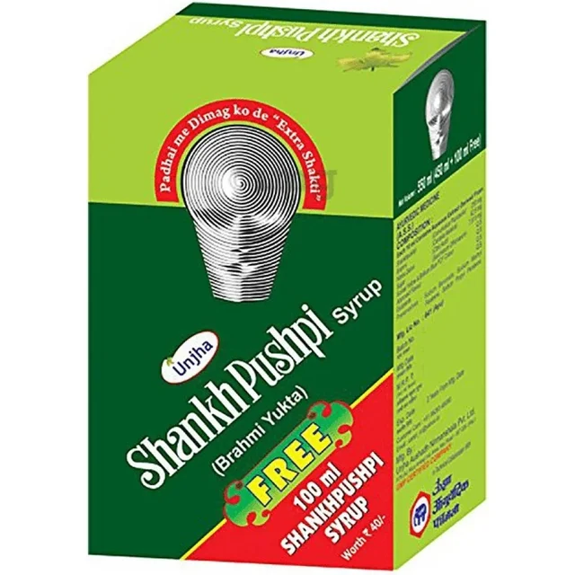 Unjha Ayurvedic Pharmacy Unjha ShankhPushpi Syrup (450ml) with 100ml Syrup Free