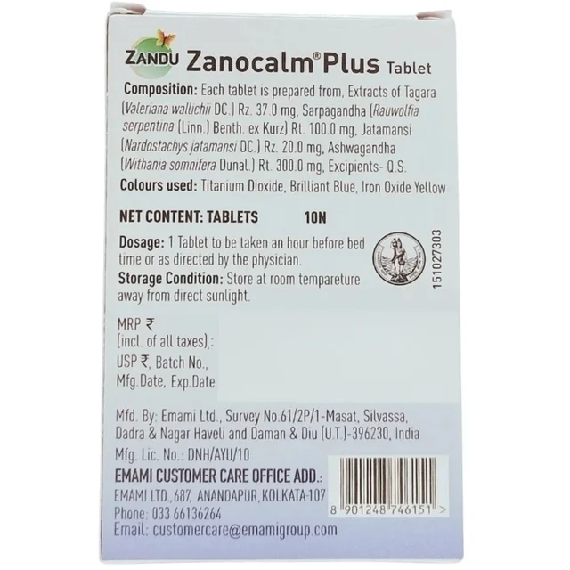 Zandu Zanocalm Plus Tablet (30Tabs)