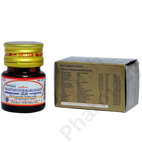 Arya Vaidya Sala Kottakkal Vasantakusumakararasam 125 Mg Capsule (10caps)