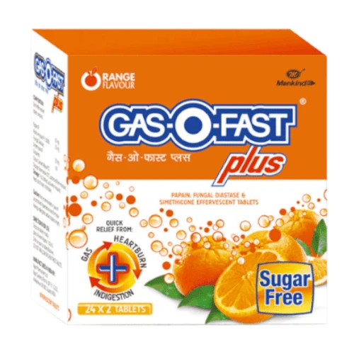 Mankind Gas O Fast Plus Sugar Free Orange Flavour Tablet (48tab)