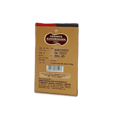 SKM Siddha & Ayurveda SKM Vasanta Kusumakara rasa (10Tab) - 100 Tablets