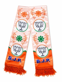 Premium BJP Printed Uttorio / Patka with Double-Sided Traditional Design, Lotus Symbol Print on Both Sides, B.J.P. Lettering