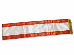 Traditional Polyester Uttorio with Two Sides Red Jori Lace and Gold Fringe | Ceremonial Felicitation Stole for Cultural Programs, Convocation, Religious Events & Honors | 80 x 18 cm