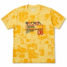 Men's Yellow Graphic Printed Round Neck Half Sleeve T-Shirt | BROKEN Limited Edition Streetwear T-Shirt | Size M - M