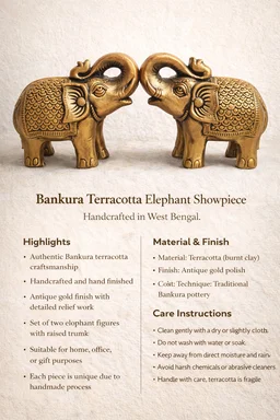 Bankura Terracotta Pair Of Elephant Showpiece