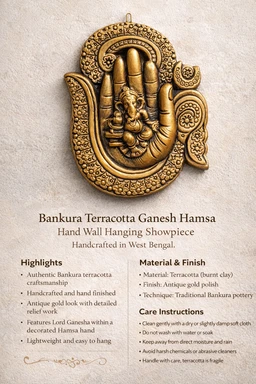 Bankura Terracotta Ganesh Hamsa Hand Wall Hanging Showpiece
