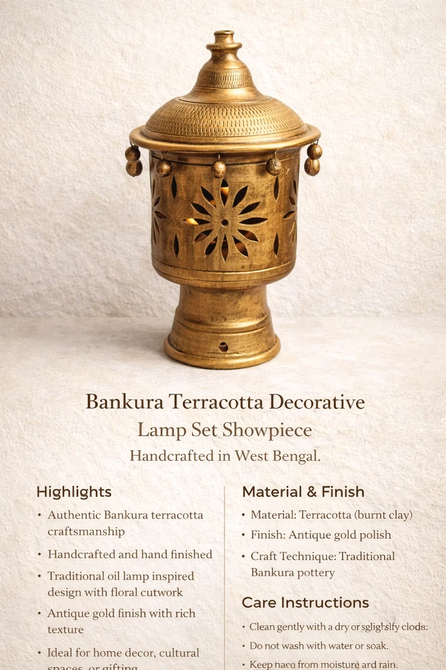 Bankura Terracotta Decorative Lamp Set Showpiece