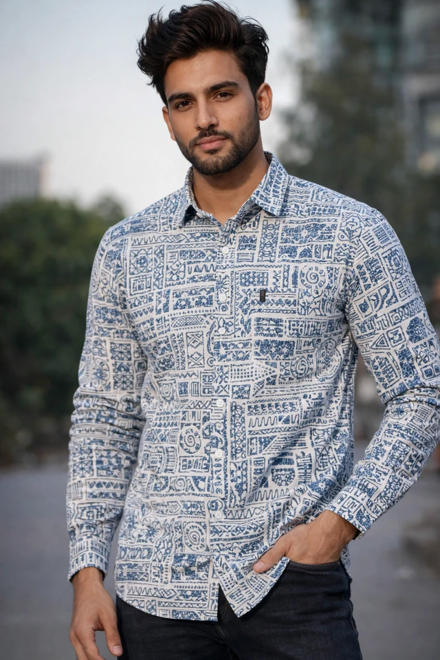 Confident Style In Tribal Print Shirt - XL