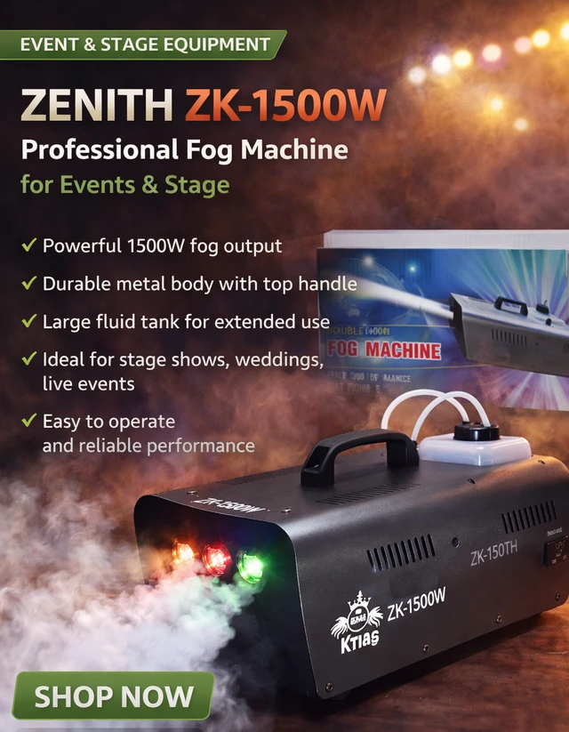 Zenith Zk-1500W Professional Fog Machine For Events & Stage