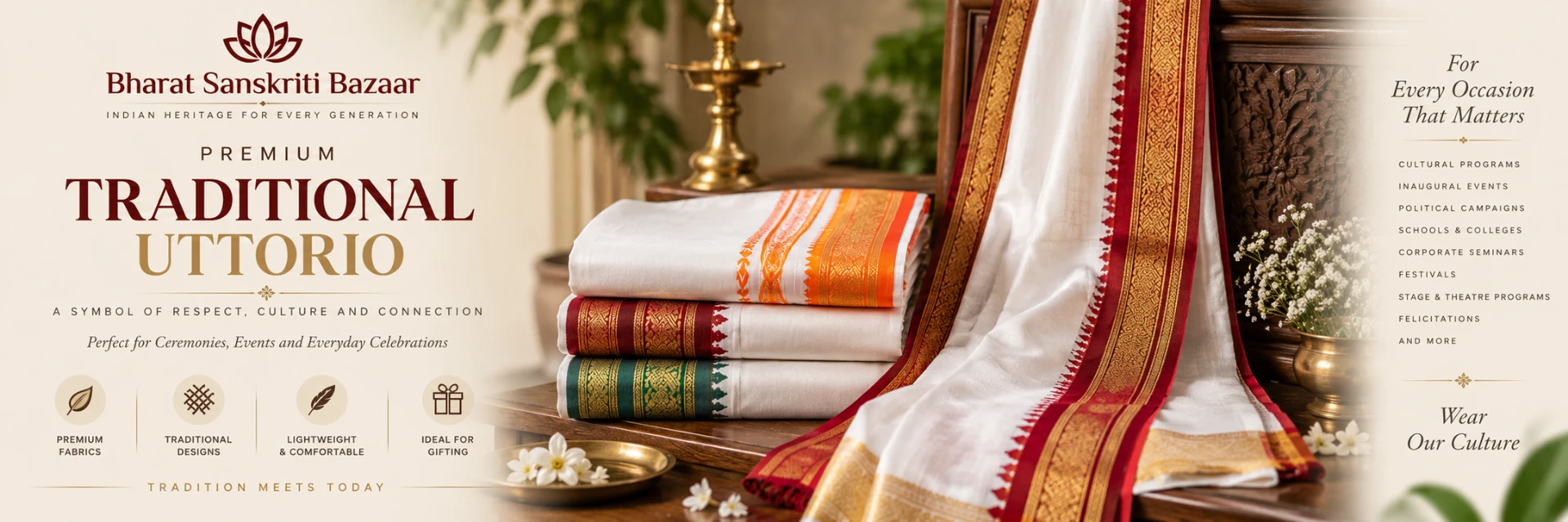 Traditional Uttorio for cultural events, festivals, theatre, dance programmes and felicitations