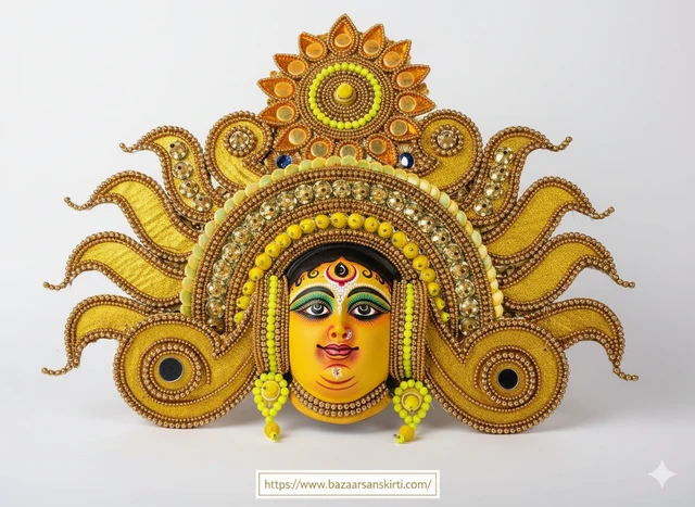 Authentic Maa Durga Chhau Mask – Handcrafted Devotional Folk Art from Purulia