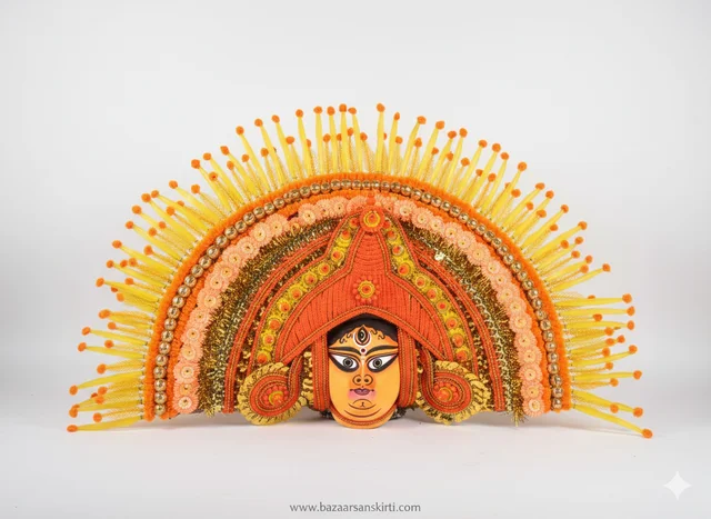 Handcrafted Purulia Chhau Mask - Lord Krishna (Radha-Krishna Theme) | 14.15 Inches