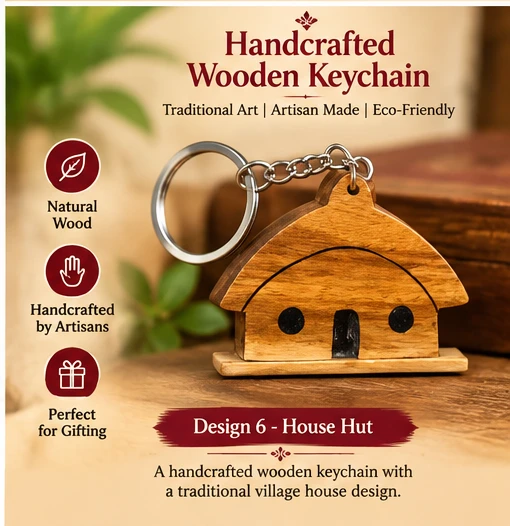 Handcrafted Wooden & Bamboo Keychain – Traditional Indian Art