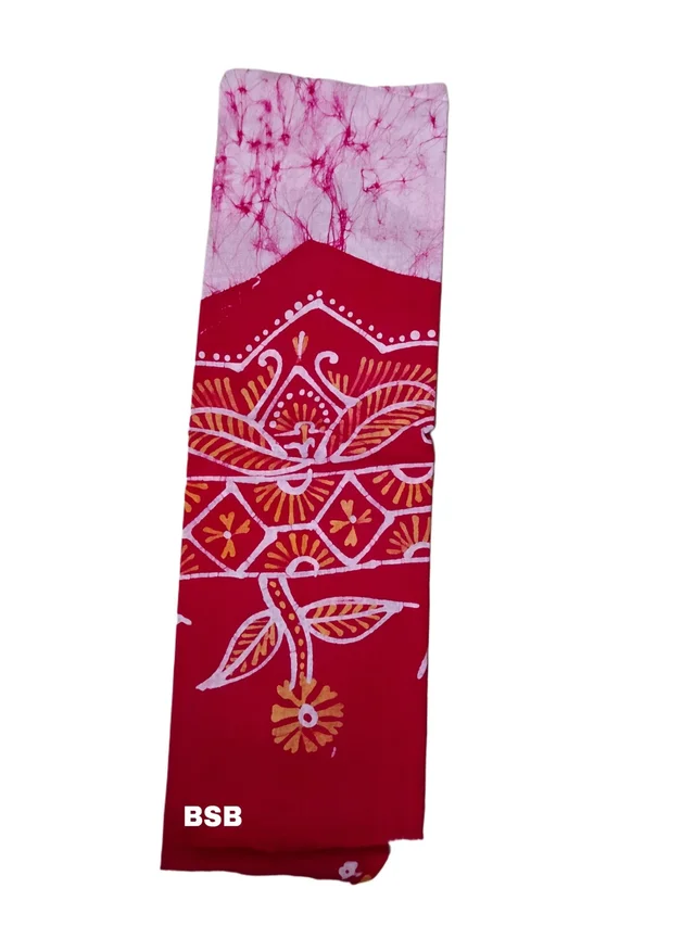 White & Red Batik Printed Pure Cotton Uttorio