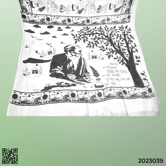Rabindra Nath Tagore Printed Pure Khadi Cotton Saree
