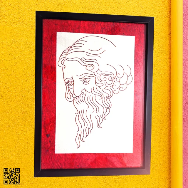 Rabindra Nath Tagore Photo Frame Copper Wire Art Wall Hanging