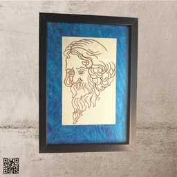 Rabindra Nath Tagore Photo Frame Copper Wire Art Wall Hanging - 35cm*26cm