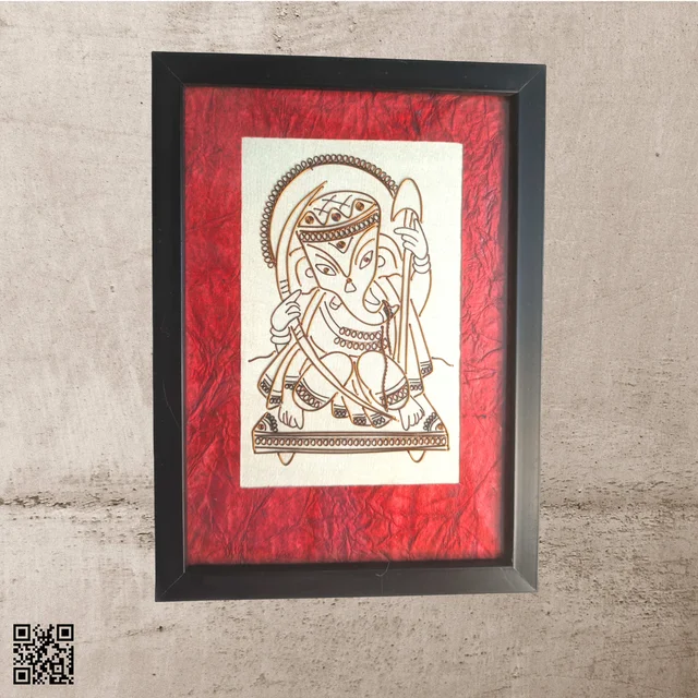 Lord Ganesha Photo Frame Copper Wire Art Wall Hanging