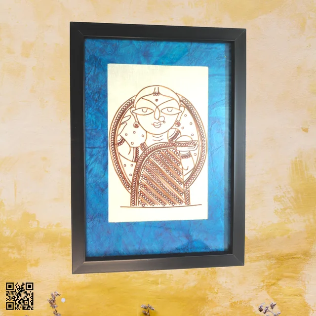 Bengali Women Photo Frame Copper Wire Art Wall Hanging