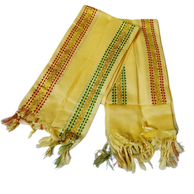 Special Quality Off-White Uttorio With Red, Green & Golden Border