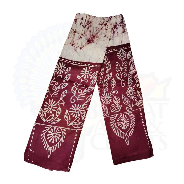Maroon & White Batik Printed Pure Cotton Uttorio