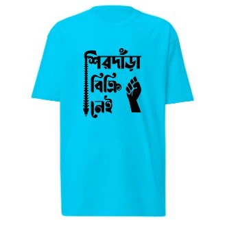 Shirdara Bikri Nei | Bengali Typography T-Shirt - Turquoise Blue, L-42