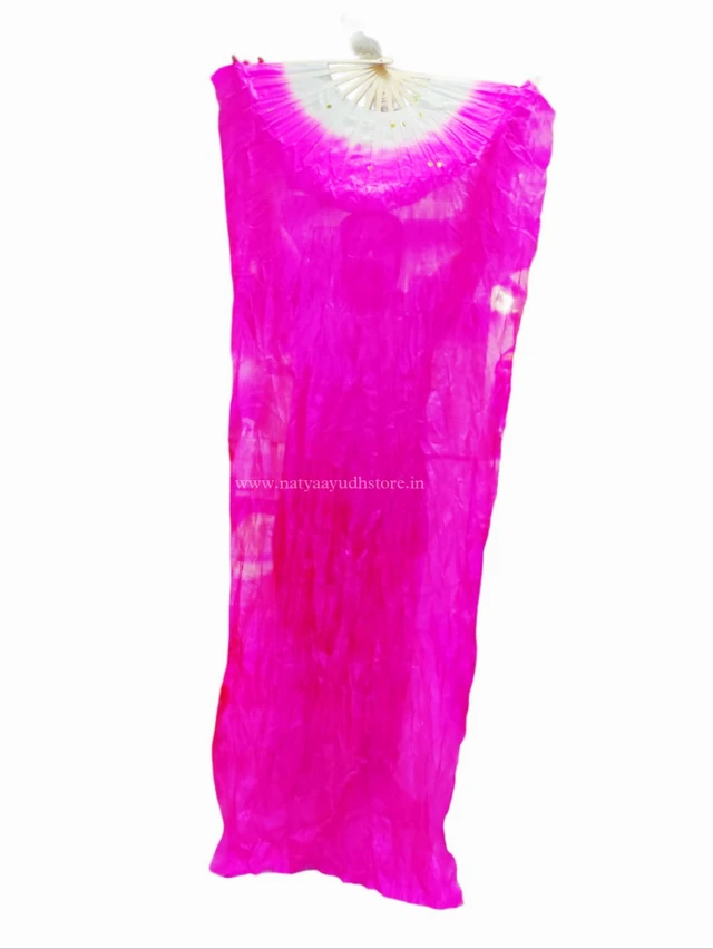 Hand Made Colorful Floral Pattern Hand Held Foldable Japanese Silk Bamboo Fan With Fabric For Dance Performance Or Decoration (Pink)