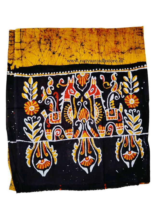 Orange & Black Batik Printed Pure Cotton Uttorio