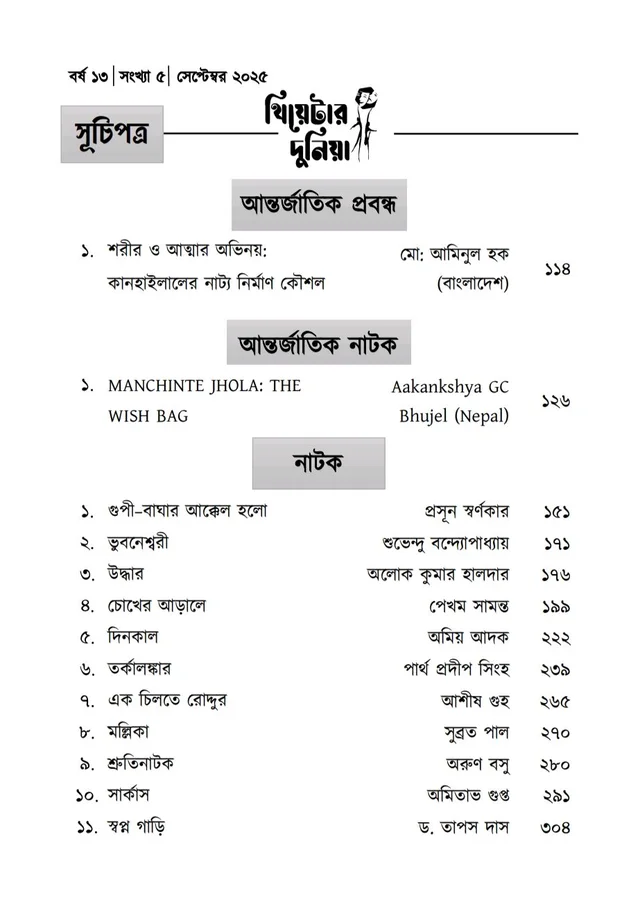 Theatre Dunia - Vol. - 13, Issue - 5, September 2025