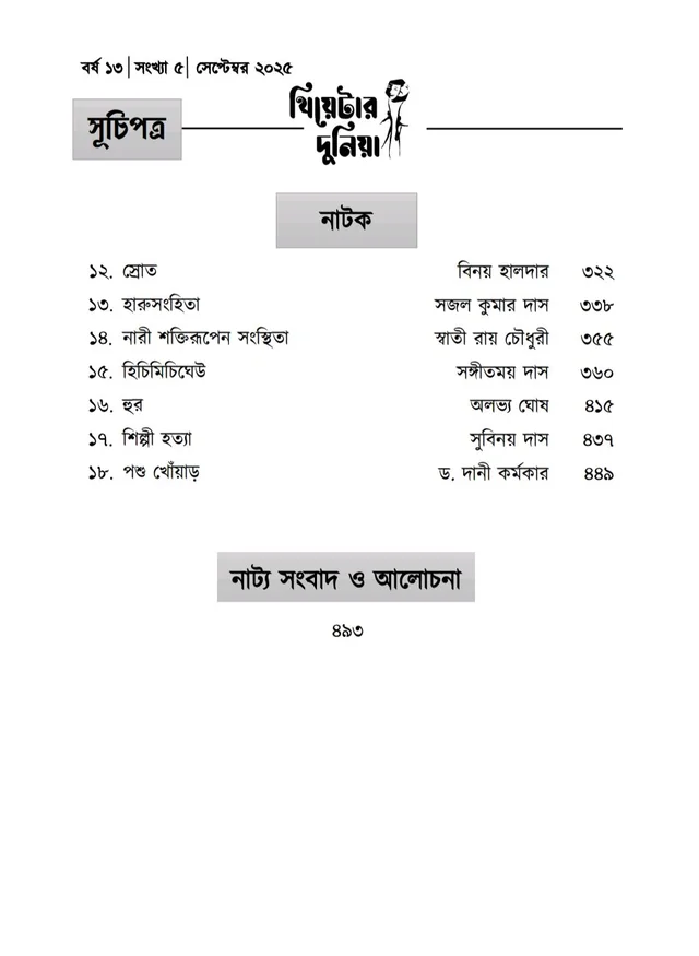 Theatre Dunia - Vol. - 13, Issue - 5, September 2025
