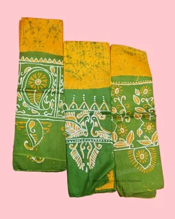 Yellow & Green Batik Printed Pure Cotton Uttorio