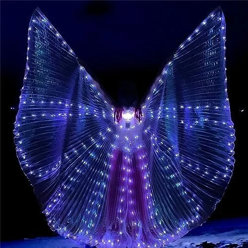 Led Butterfly Wings � Stunning Light-Up Wings For Halloween, Belly Dance, Festivals With Telescopic Sticks For Kids And Adults