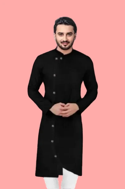 Cross Botton Black Colour Kurta - 36